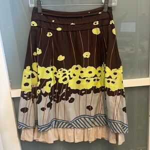 Bess Brown And Yellow Skirt With Layers, Small